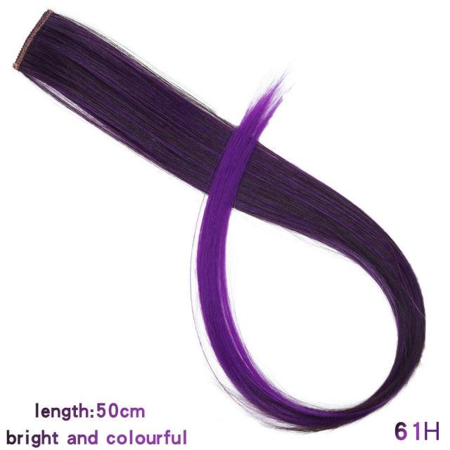 Long Straight Rainbow Highlight Colored Hair Extensions Clip In Fake Hair Synthetic Hair Pieces Party Highlights Colored Clip in Hair Extensions for Women Girls Kids Gift