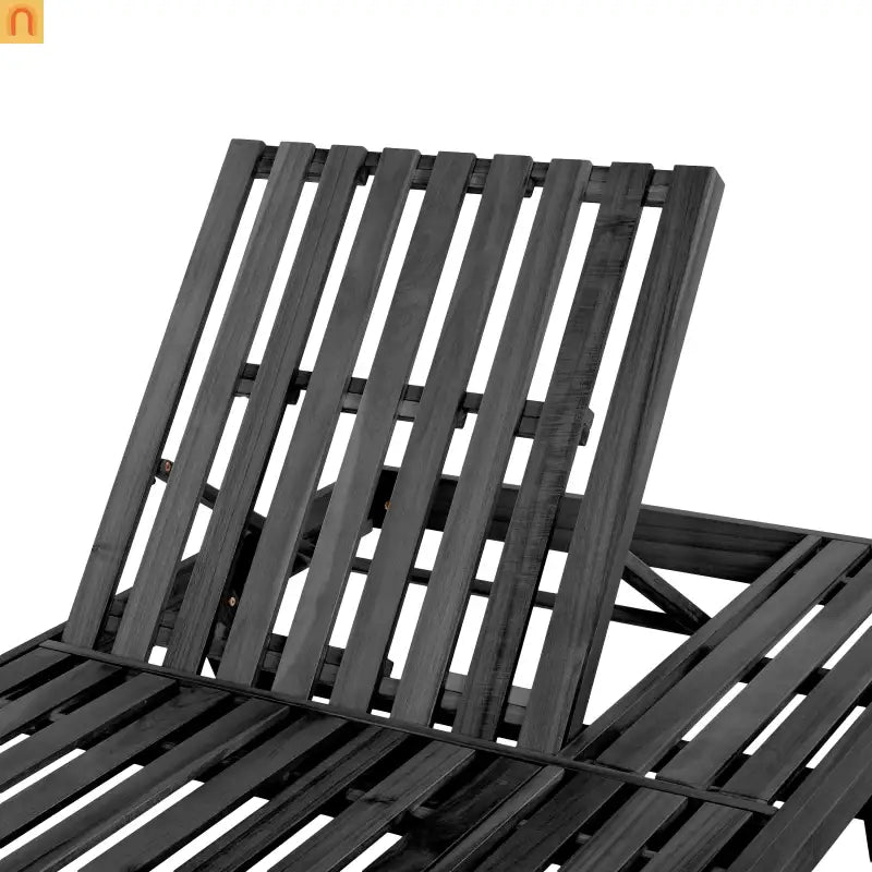 Outdoor Lounge Chair Acacia Wood Black Foldable 4 Position 800 LB