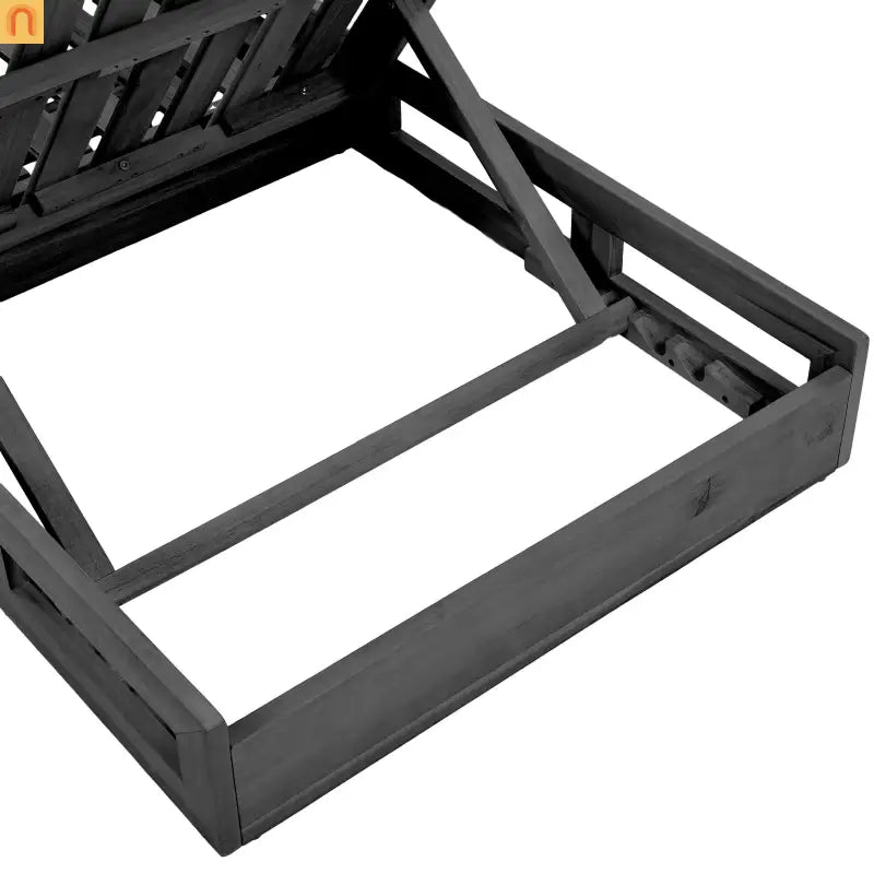 Outdoor Lounge Chair Acacia Wood Black Foldable 4 Position 800 LB