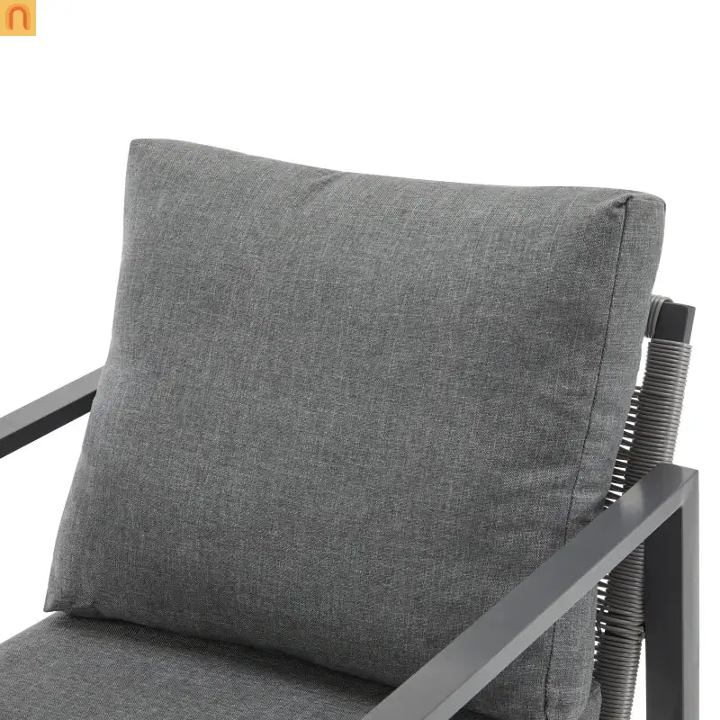 Outdoor Lounge Chair Aluminum Gray Rope Accents with Cushions