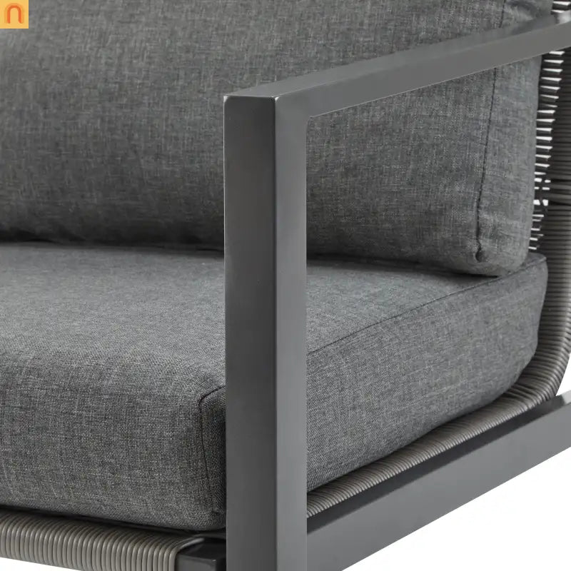 Outdoor Lounge Chair Aluminum Gray Rope Accents with Cushions