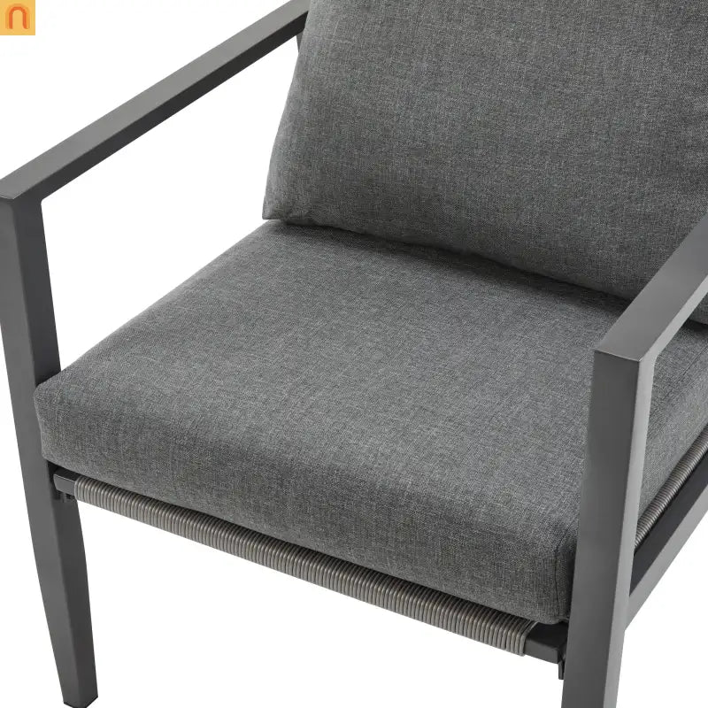 Outdoor Lounge Chair Aluminum Gray Rope Accents with Cushions
