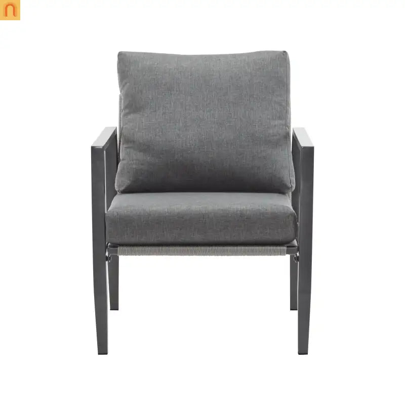 Outdoor Lounge Chair Aluminum Gray Rope Accents with Cushions