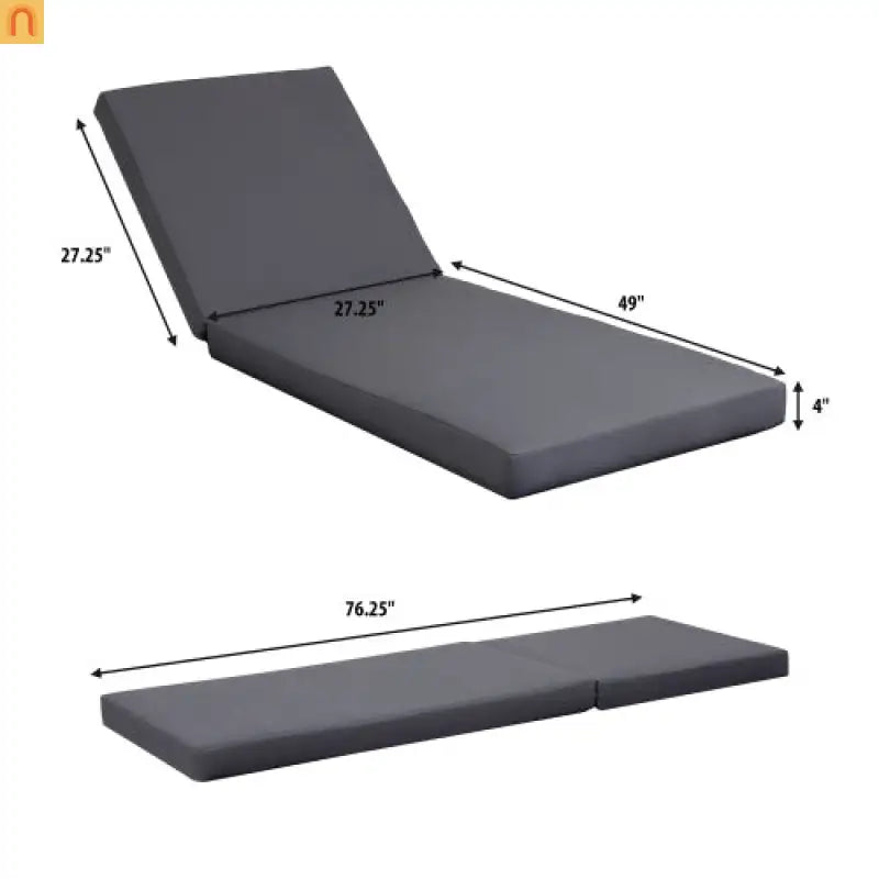 Chaise Lounge Acacia Wood Dark Gray 6 Position Adjustable 76.8in