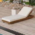 Chaise Lounge Acacia Wood Cream Cushion 6 Position Adjustable 76.8in