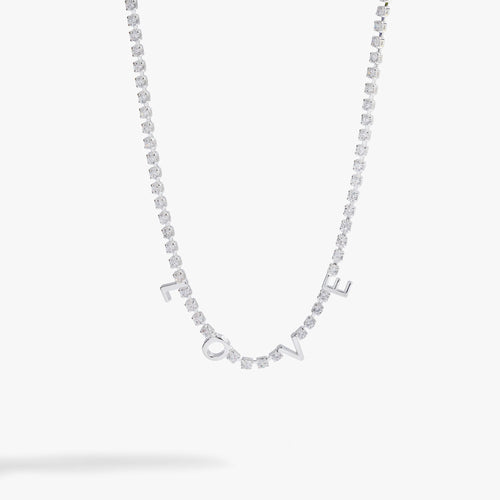 "Love" Crystal Tennis Necklace