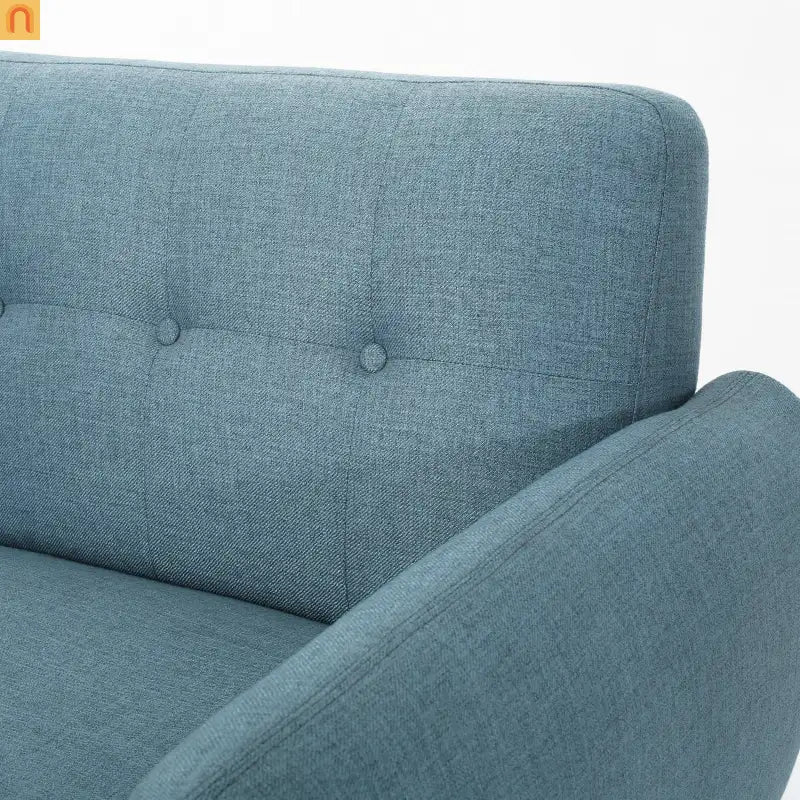Loveseat Mid Century Modern Tufted Fabric Blue 67.25in