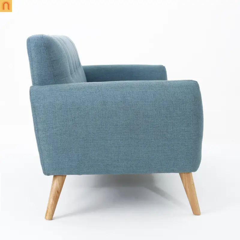 Loveseat Mid Century Modern Tufted Fabric Blue 67.25in