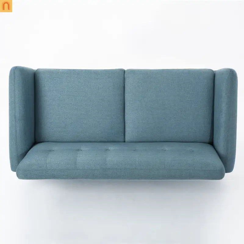 Loveseat Mid Century Modern Tufted Fabric Blue 67.25in