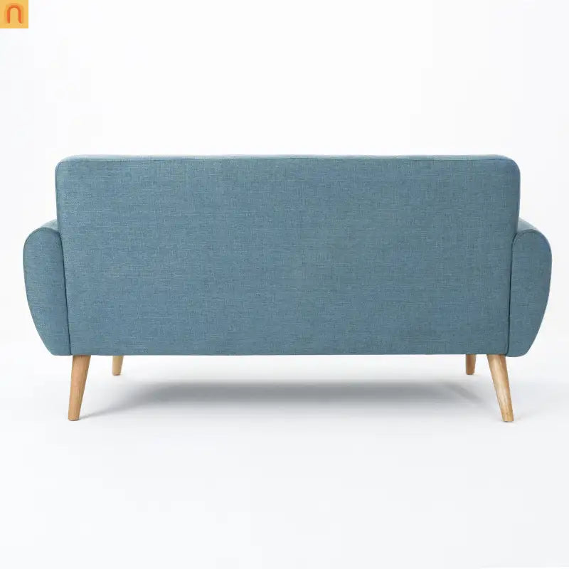 Loveseat Mid Century Modern Tufted Fabric Blue 67.25in