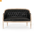 Loveseat Chesterfield Tufted PU Leather Black 49.5in
