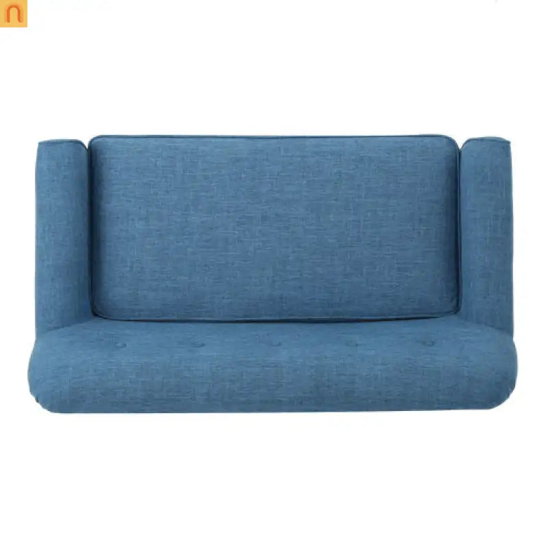 Loveseat Mid Century Modern Fabric Blue Button Tufted 50.75in