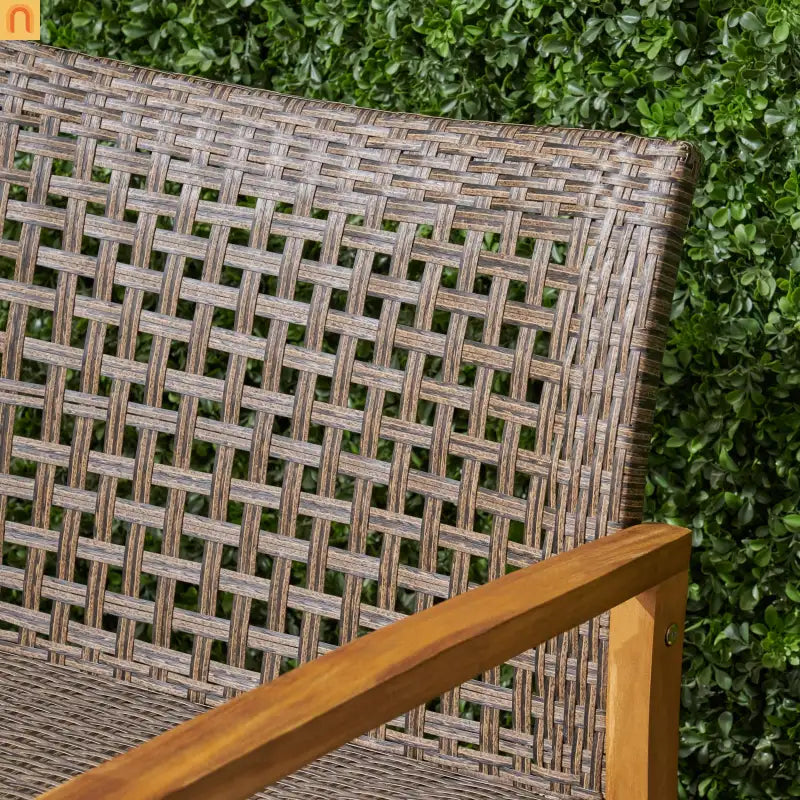 Outdoor Sofa Loveseat Acacia Wood Wicker Natural 52in