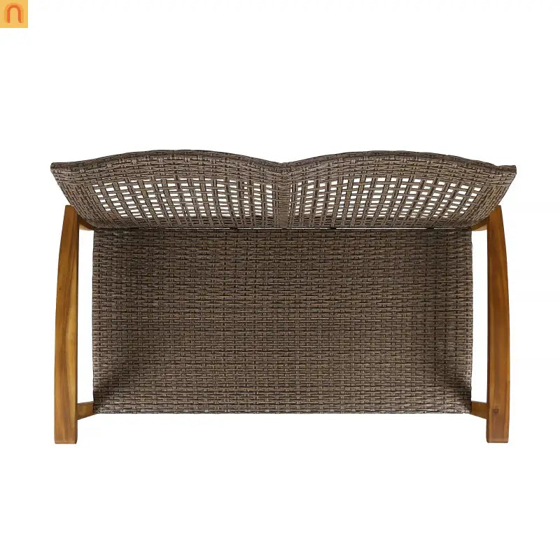 Outdoor Sofa Loveseat Acacia Wood Wicker Natural 52in