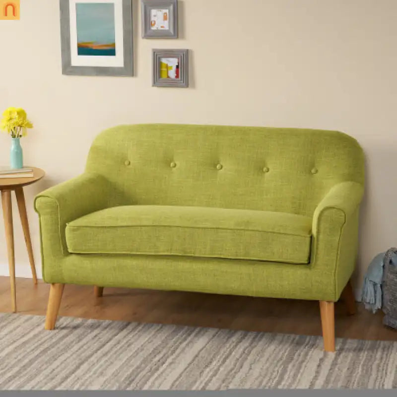 Loveseat Mid Century Modern Fabric Pale Green 50.75in