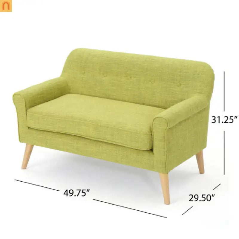 Loveseat Mid Century Modern Fabric Pale Green 50.75in