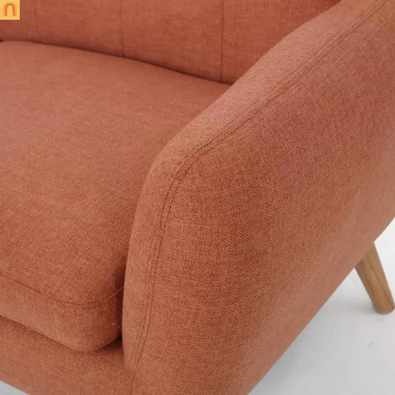 Loveseat Mid Century Modern Tufted Fabric Burnt Orange 67.25in