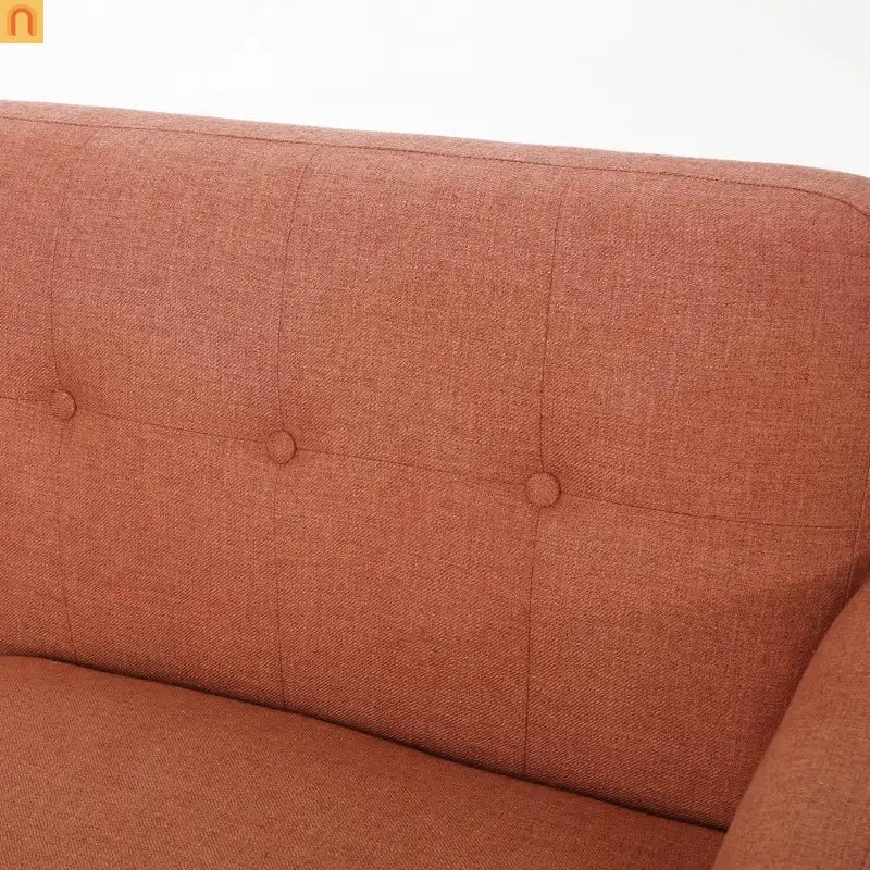 Loveseat Mid Century Modern Tufted Fabric Burnt Orange 67.25in