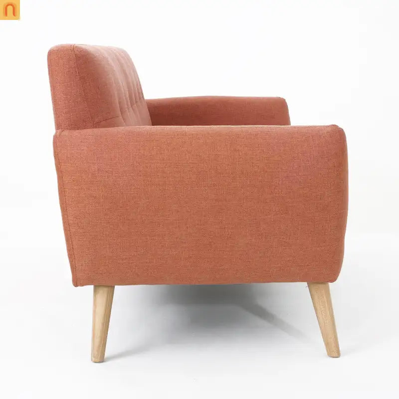 Loveseat Mid Century Modern Tufted Fabric Burnt Orange 67.25in