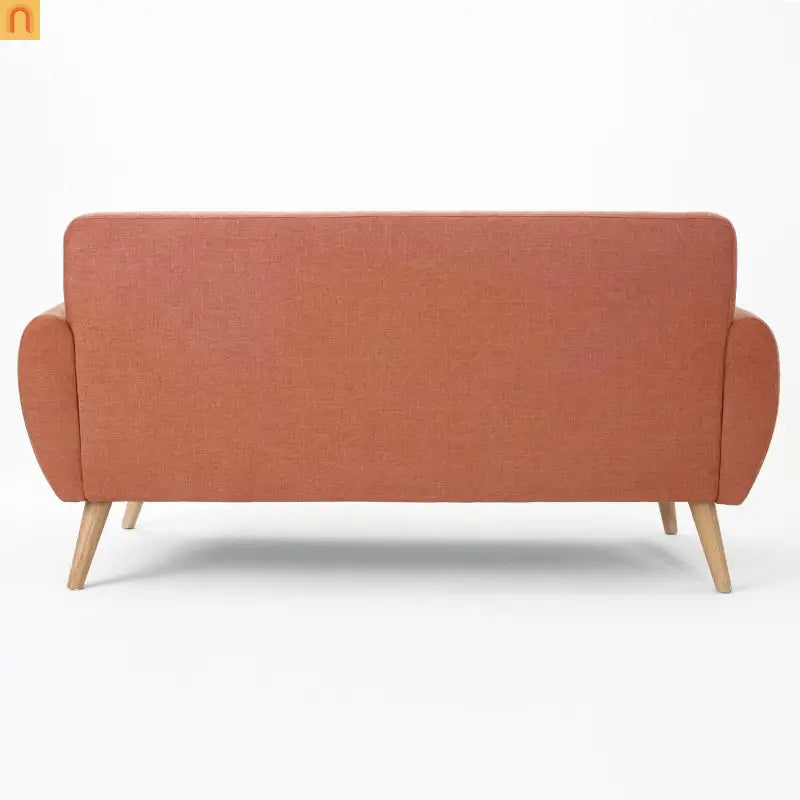 Loveseat Mid Century Modern Tufted Fabric Burnt Orange 67.25in