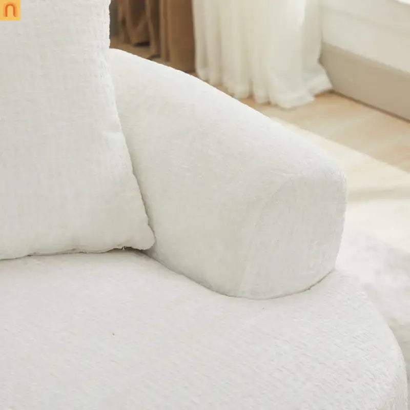 Loveseat Curved Chenille Beige 3 Pillows 300 lb 70in No Assembly
