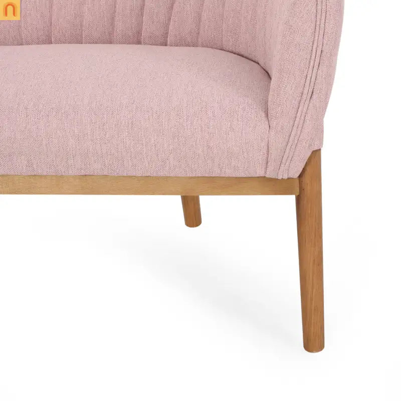 Loveseat Mid Century Modern Channel Back Fabric Blush 55in