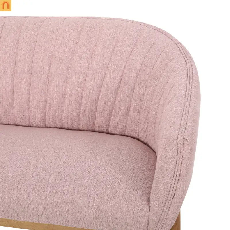 Loveseat Mid Century Modern Channel Back Fabric Blush 55in