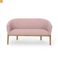 Loveseat Mid Century Modern Channel Back Fabric Blush 55in