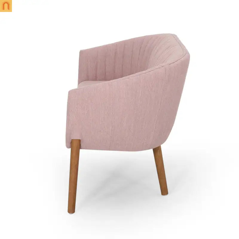 Loveseat Mid Century Modern Channel Back Fabric Blush 55in