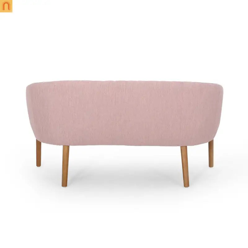 Loveseat Mid Century Modern Channel Back Fabric Blush 55in