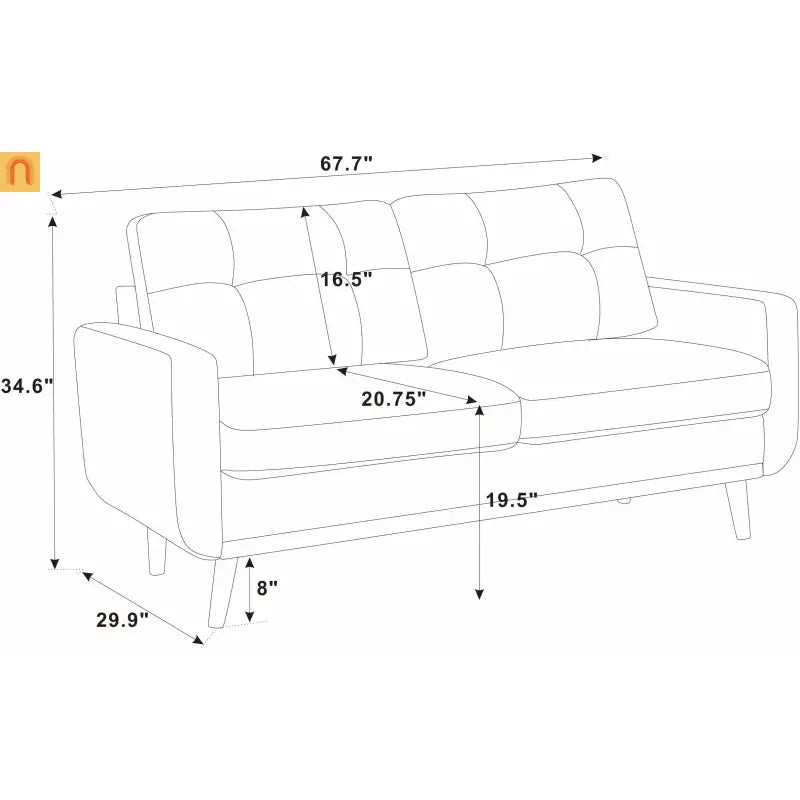 Loveseat Mid Century Modern Polyester Antique Green 67.7in