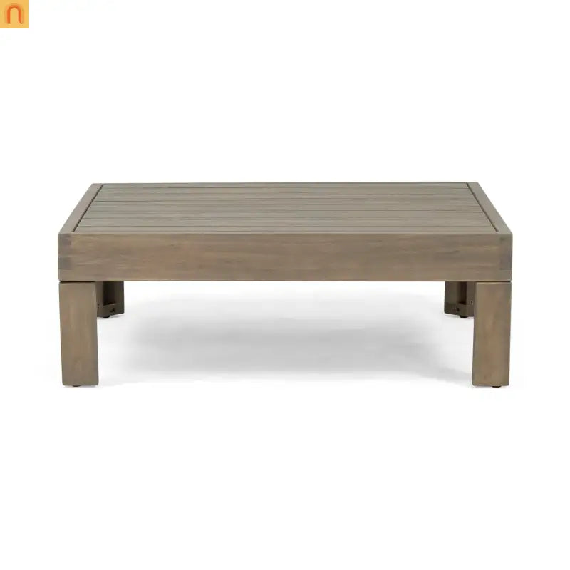 Outdoor Loveseat Set Acacia Wood White Cushions 3-Piece Table