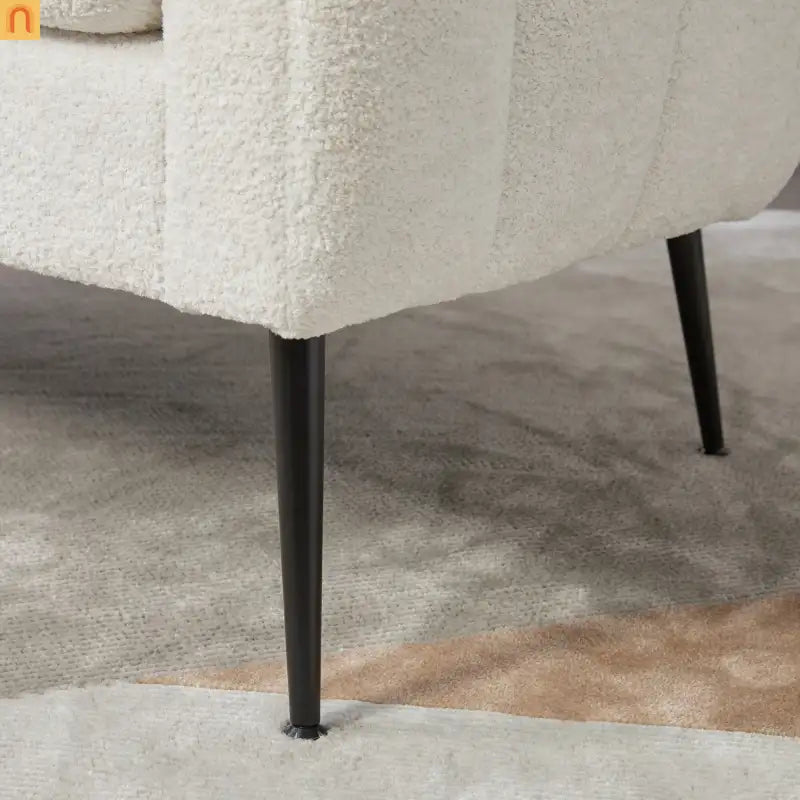Loveseat Channel Tufted Chenille Ivory Metal Legs