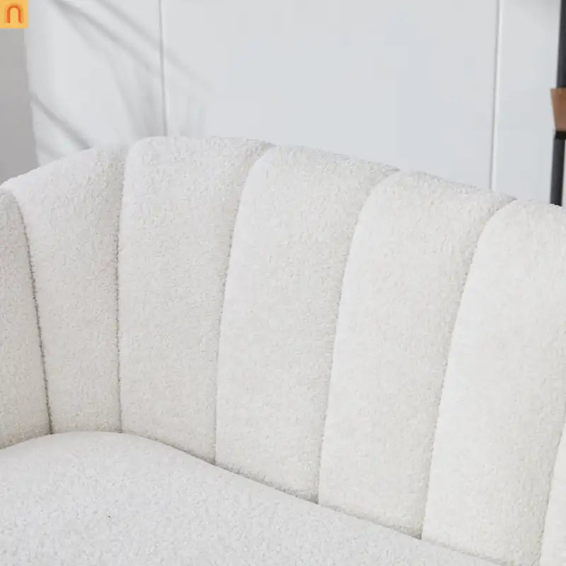 Loveseat Channel Tufted Chenille Ivory Metal Legs