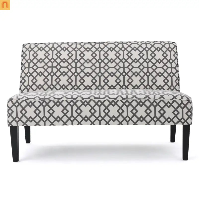 Loveseat Modern Geometric Fabric Gray Matte Black Legs 50in