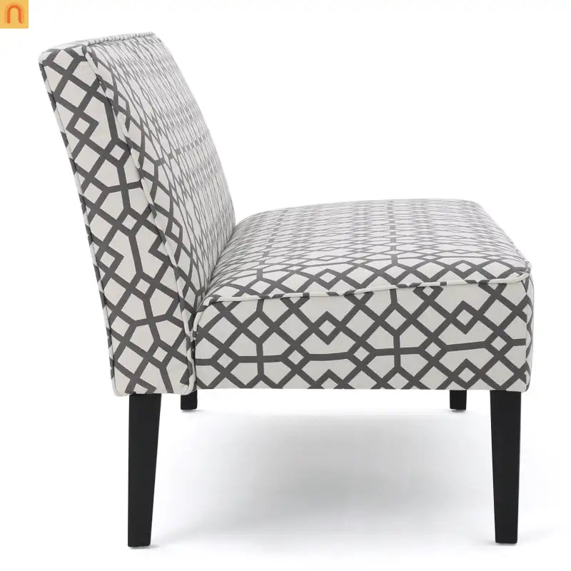 Loveseat Modern Geometric Fabric Gray Matte Black Legs 50in
