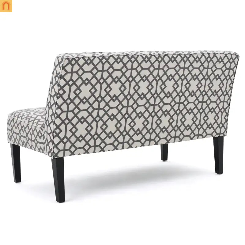 Loveseat Modern Geometric Fabric Gray Matte Black Legs 50in
