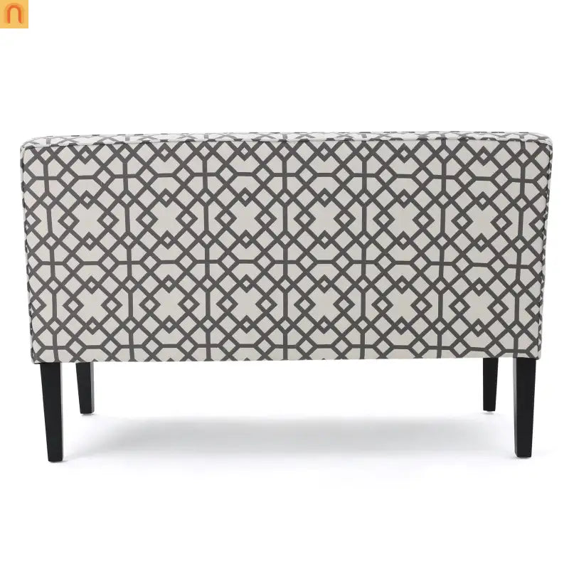 Loveseat Modern Geometric Fabric Gray Matte Black Legs 50in