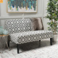 Loveseat Modern Geometric Fabric Gray Matte Black Legs 50in