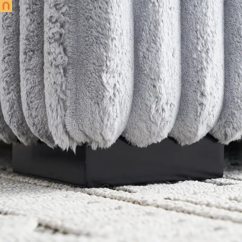 Loveseat Modern Fabric Light Gray with Ottoman Bluetooth 61.4in