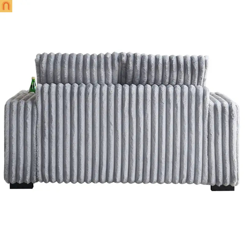 Loveseat Modern Fabric Light Gray with Ottoman Bluetooth 61.4in
