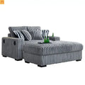 Loveseat Modern Fabric Light Gray with Ottoman Bluetooth 61.4in
