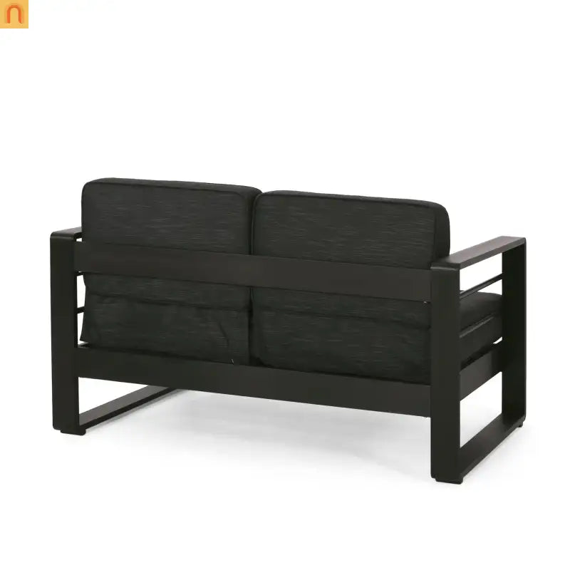 Outdoor Loveseat Aluminum Dark Gray Modern 57in