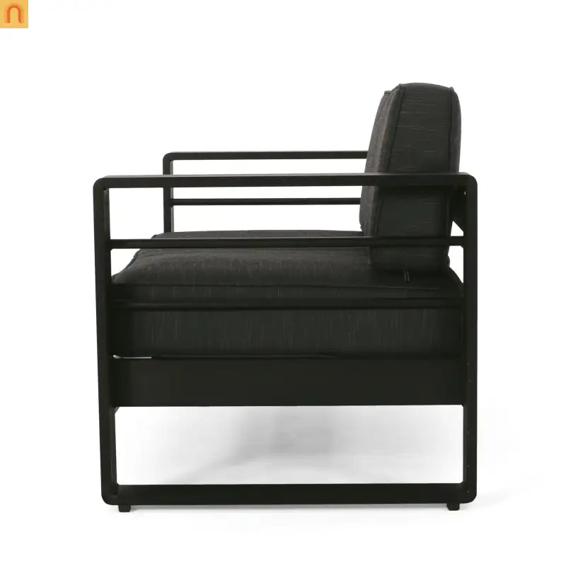 Outdoor Loveseat Aluminum Dark Gray Modern 57in
