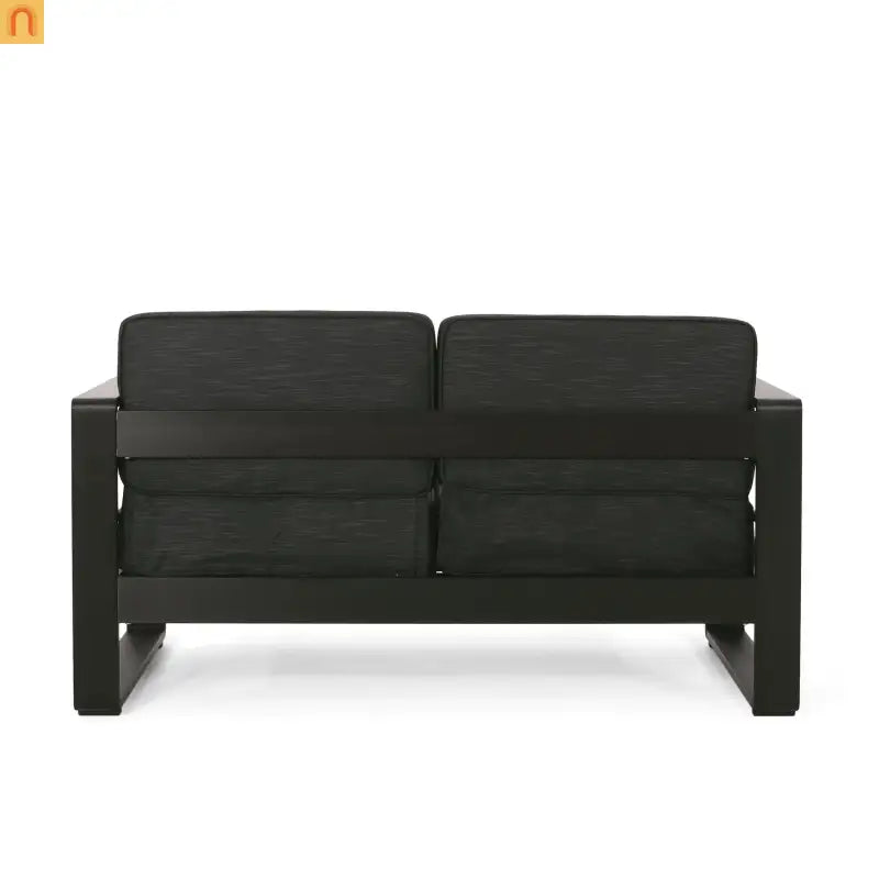 Outdoor Loveseat Aluminum Dark Gray Modern 57in