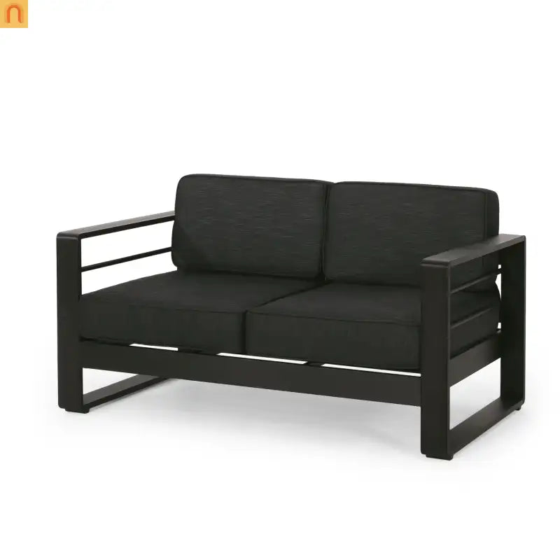 Outdoor Loveseat Aluminum Dark Gray Modern 57in