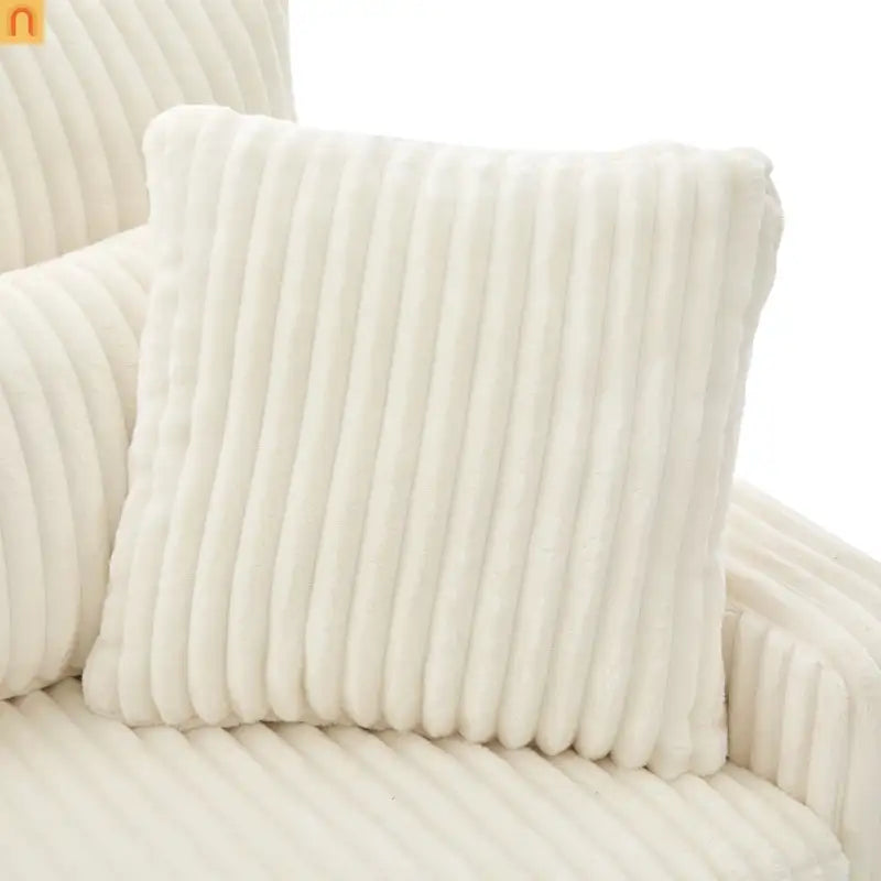 Loveseat Modern Square Arms Corduroy Beige 4 Pillows 80.31in