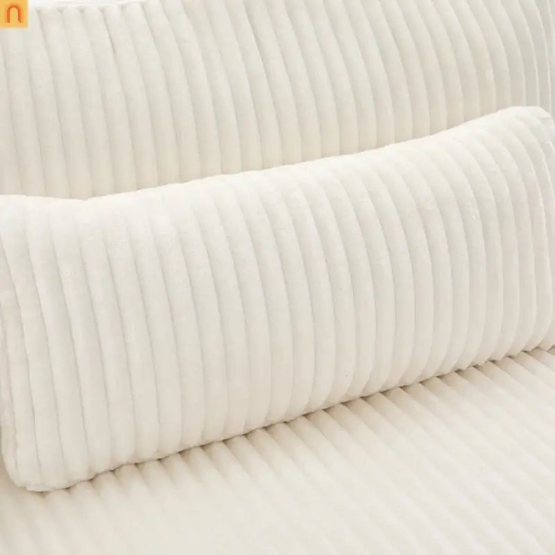 Loveseat Modern Square Arms Corduroy Beige 4 Pillows 80.31in