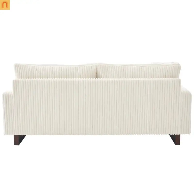 Loveseat Modern Square Arms Corduroy Beige 4 Pillows 80.31in