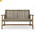 Outdoor Loveseat Acacia Wood Wicker Natural Gray 52in